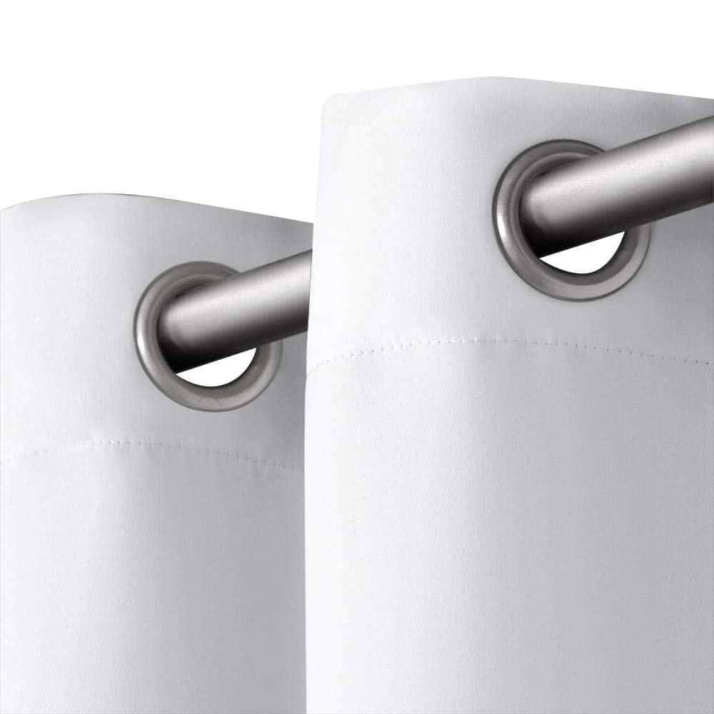 Exclusive Home Sateen Kids Twill Woven Room Darkening Blackout Grommet Top Curtain Panel Pair, 52"x96", Winter White