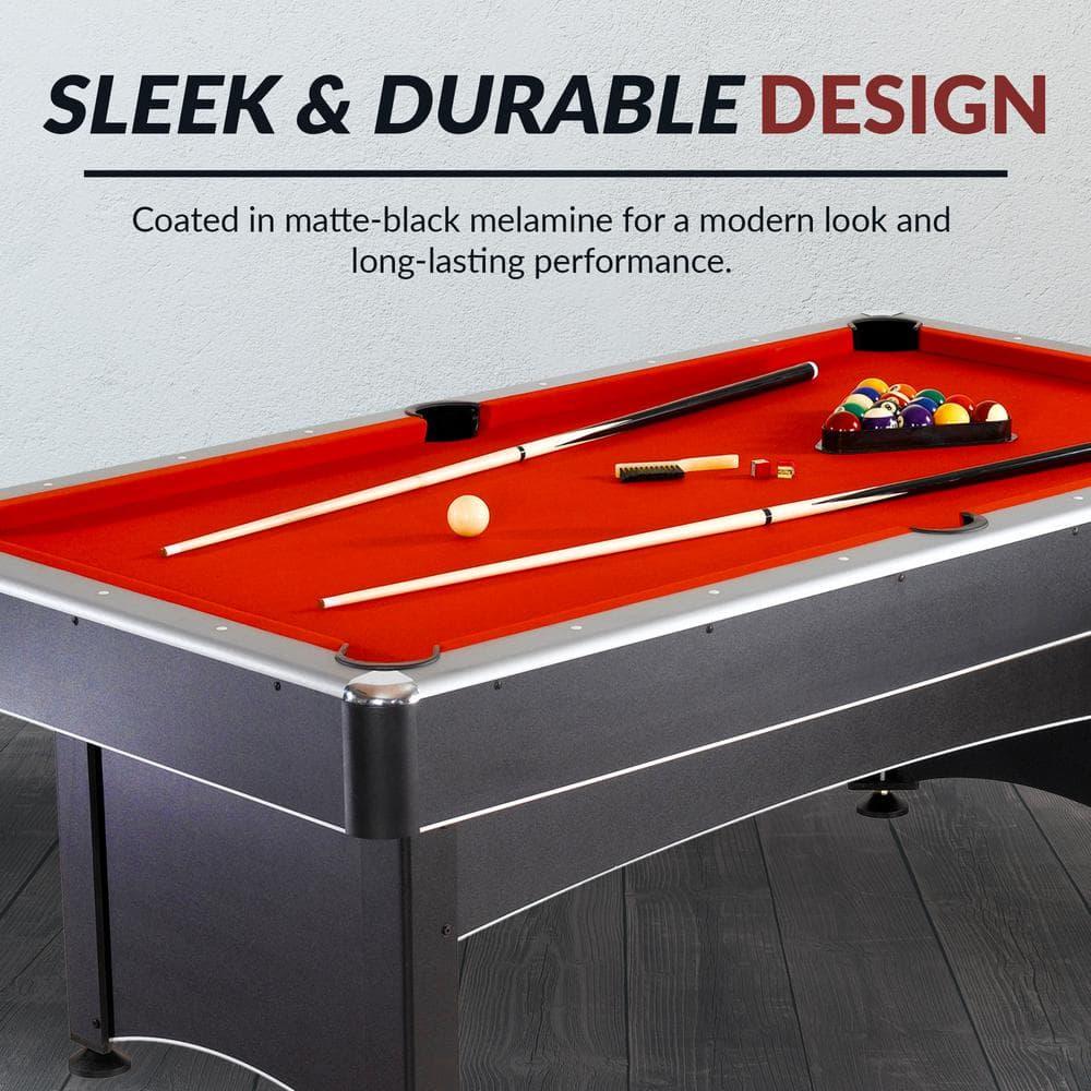 Hathaway Games Hathaway Maverick Deluxe 7 Ft Pool Table, with Ping Pong Multi Game Combo Tables for Family Recreation Game Rooms – Includes Billiard Balls, Cues, Paddles, Brush & More