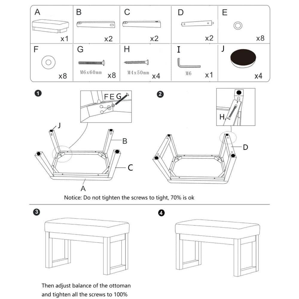 CangLong 27 Inch Wide Ottoman Bench, Rectangle Footstool with Linen Look Fabric and Wood Leg for Entryway, Bedroom & Living Room, Beige
