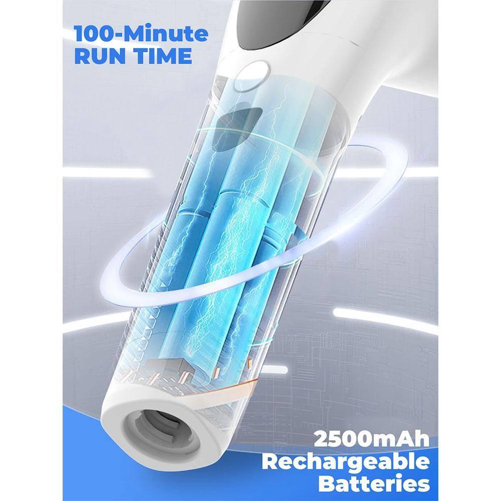 White Cordless Electric Spin Scrub Brush with Steel Handle