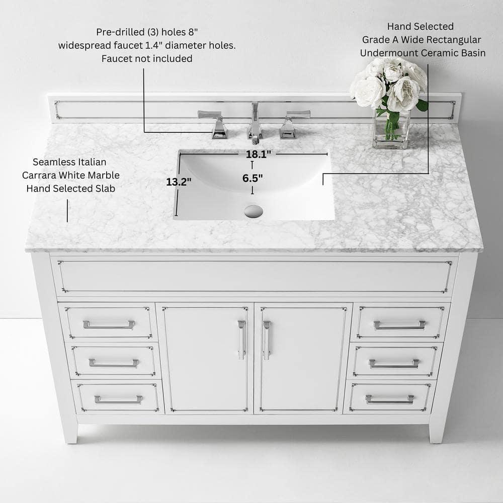 Aspen 48'' Single Bathroom Vanity with Marble Top