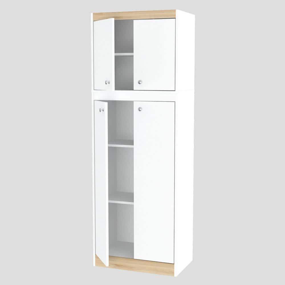 Inval Galley 2-Piece Microwave Kitchen Storage Cabinet 47"W, White and Oak