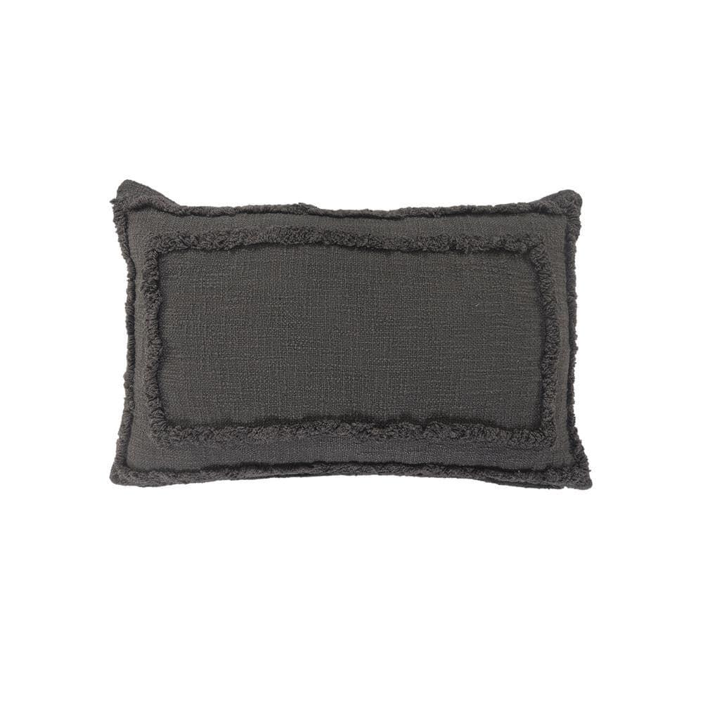 Ox Bay Modern Tufted Solid Lumbar Throw Pillow, 16" x 24" , Gray