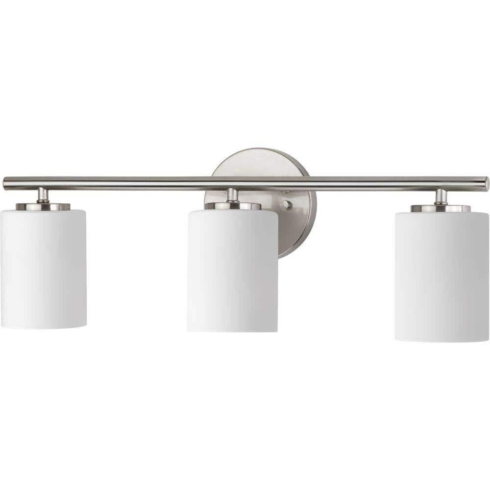 Progress Lighting Replay Collection 3-Light Bath Vanity, Brushed Nickel, Shade Included
