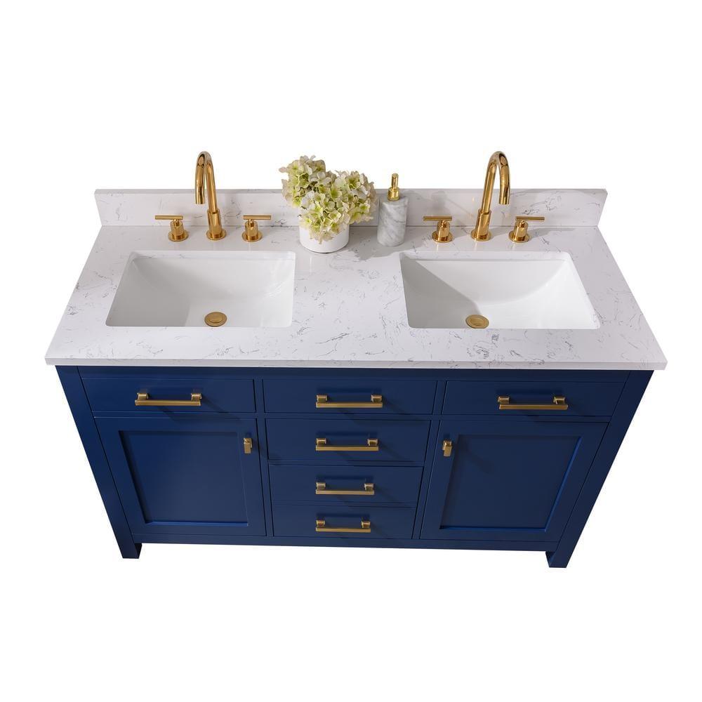 Atencio 54'' Free-standing Double Bathroom Vanity with Engineered Stone Vanity Top