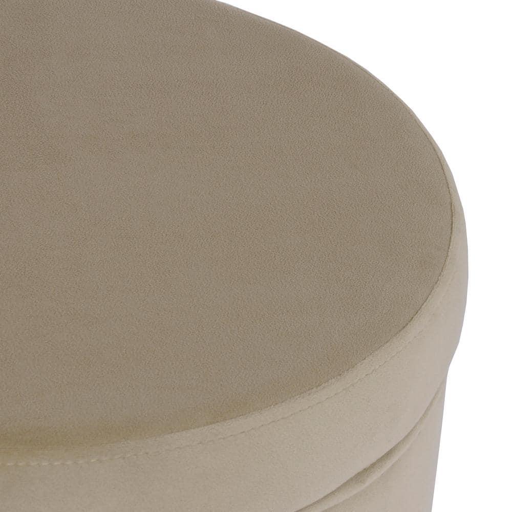 HomePop Round Storage Ottoman, Fawn Velvet