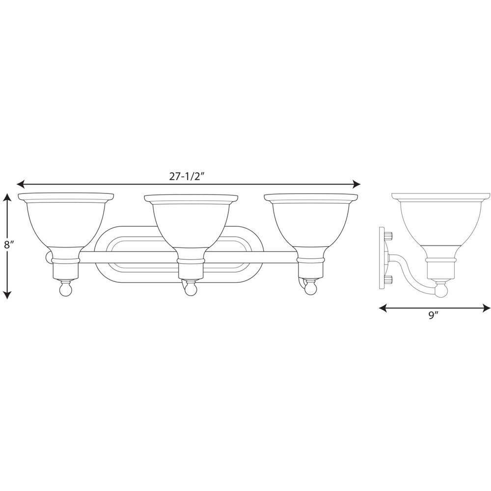 Progress Lighting Madison 3-Light Wall Bracket, Antique Bronze, White Etched Glass