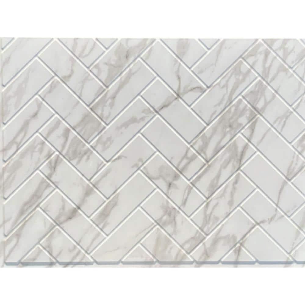Herringbone Tile - Mirroflex - Tub and Shower Wall Panel - Marble