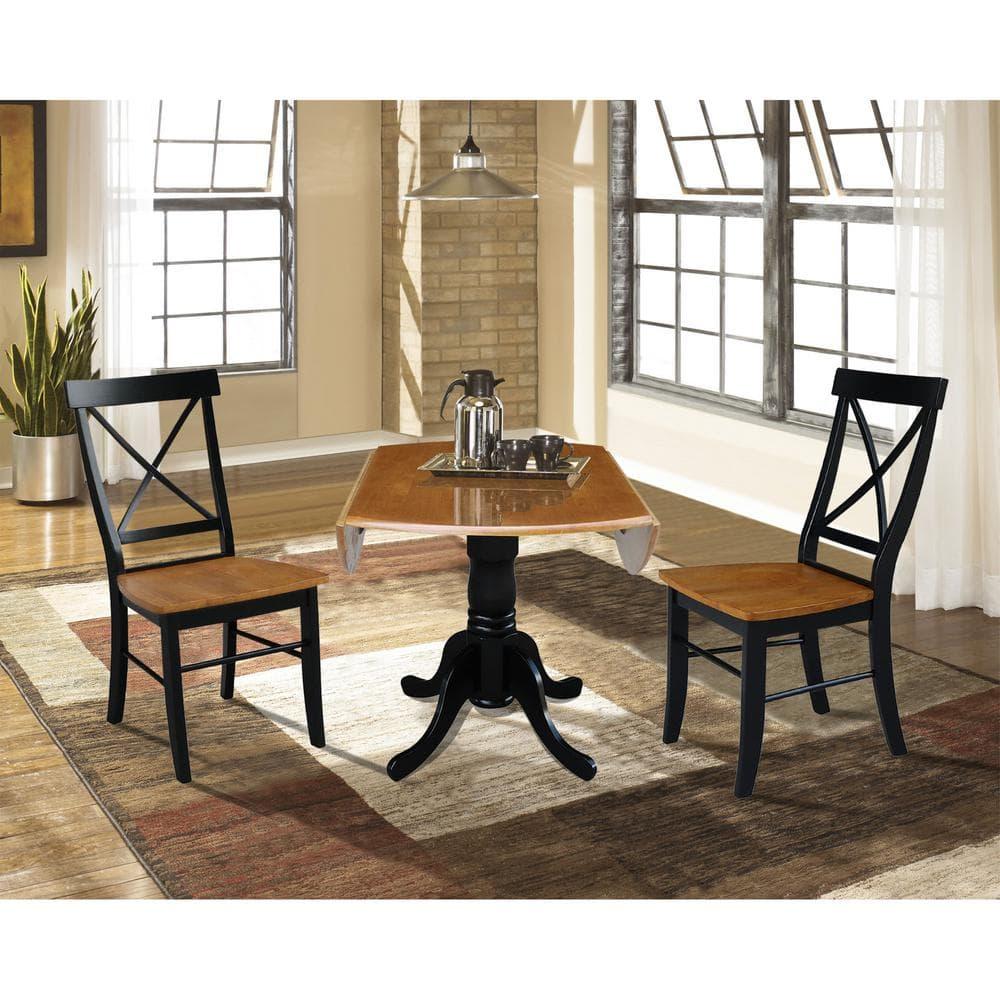 International Concepts Set of 2 X Back Chairs with Solid Wood Seats Black/Cherry Red: Hardwood Frame, Mid-Century Style