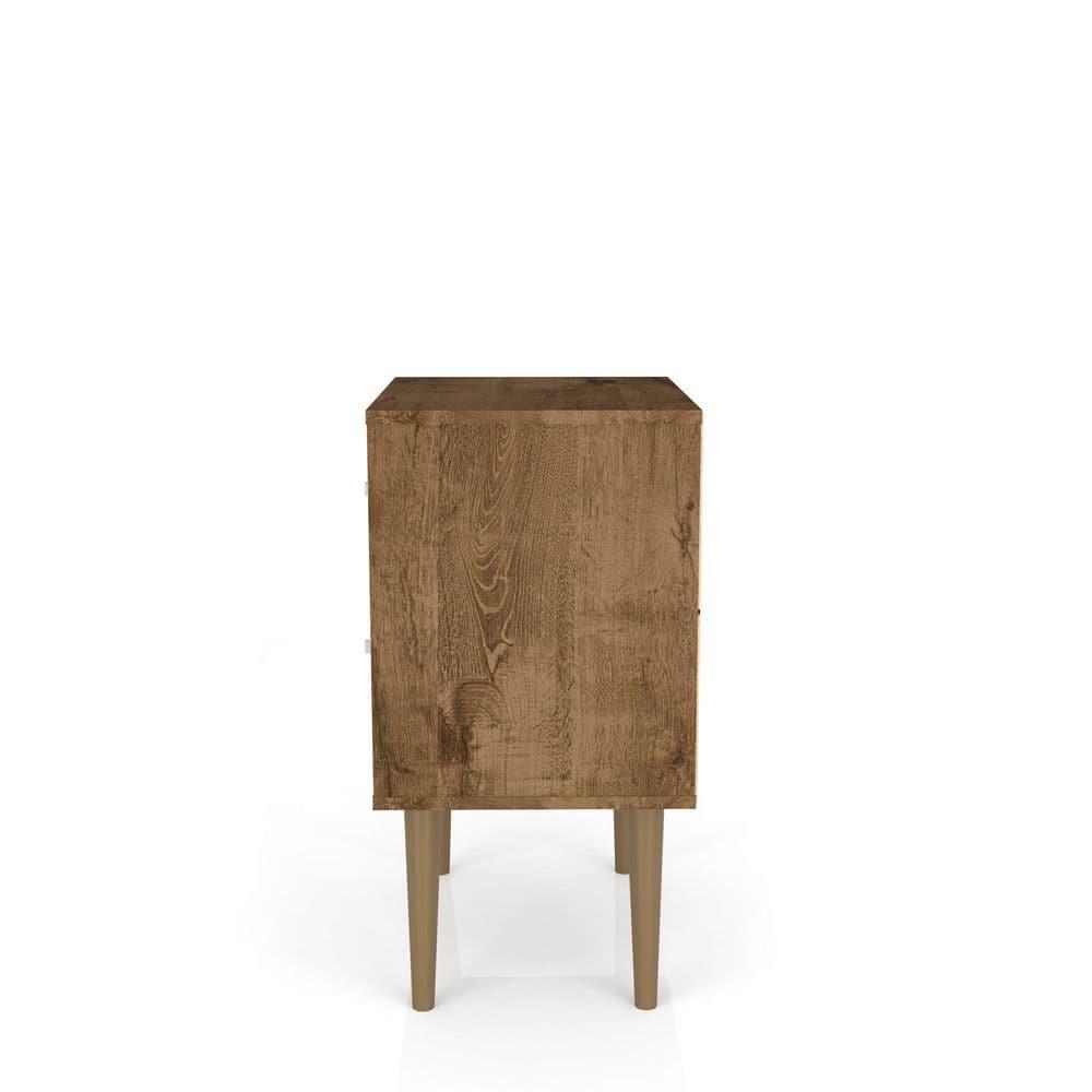 Liberty 2.0 Mid Century Modern Nightstand Rustic Brown/Yellow - Manhattan Comfort