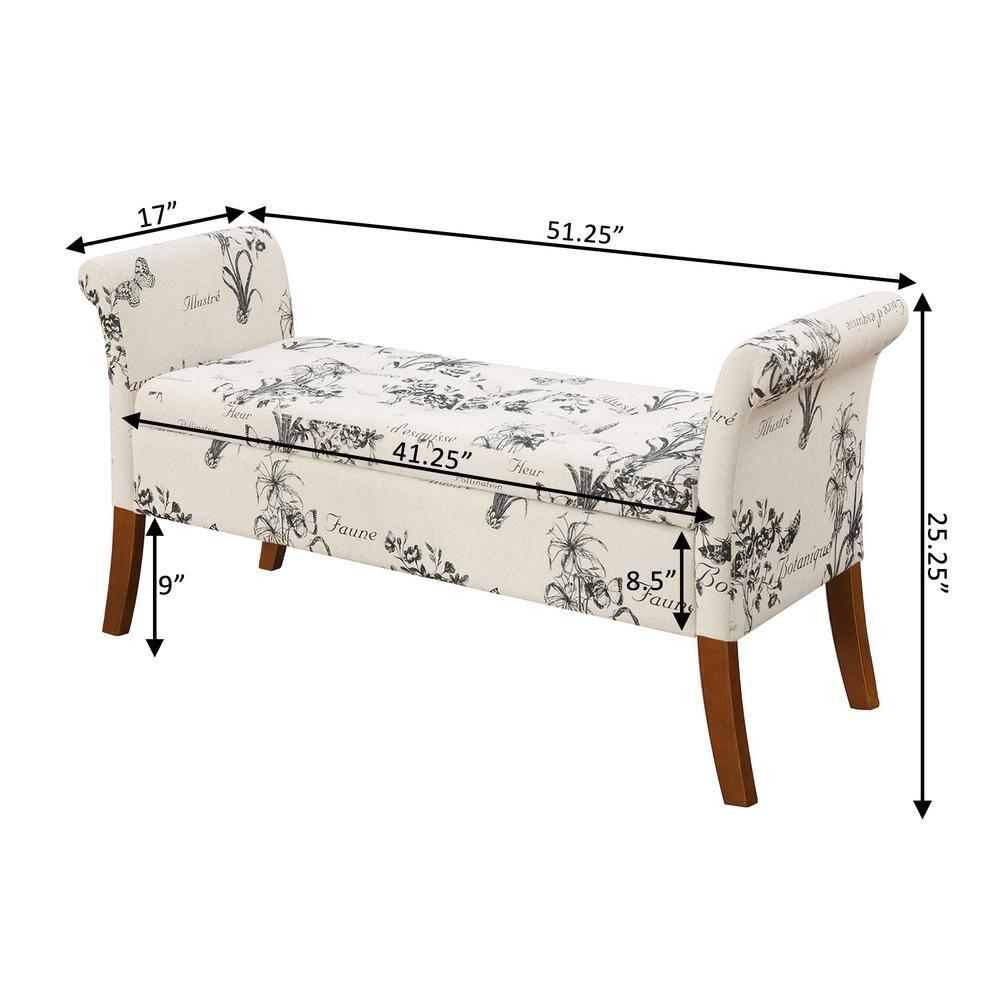 Convenience Concepts Designs4Comfort Garbo Storage Bench, Botanical Print Canvas