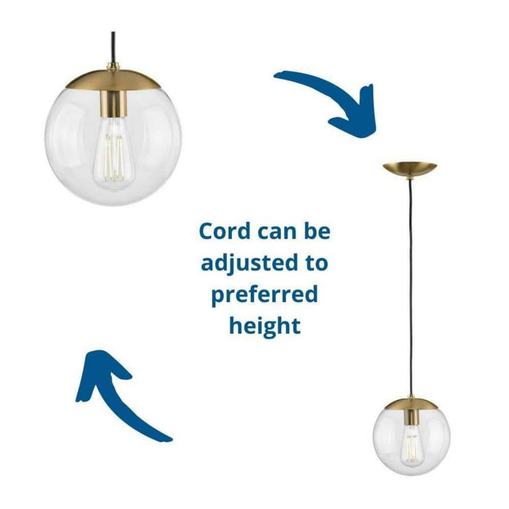 Progress Lighting Atwell 1-Light Glass Globe Pendant, Brushed Nickel, Clear Glass Shade