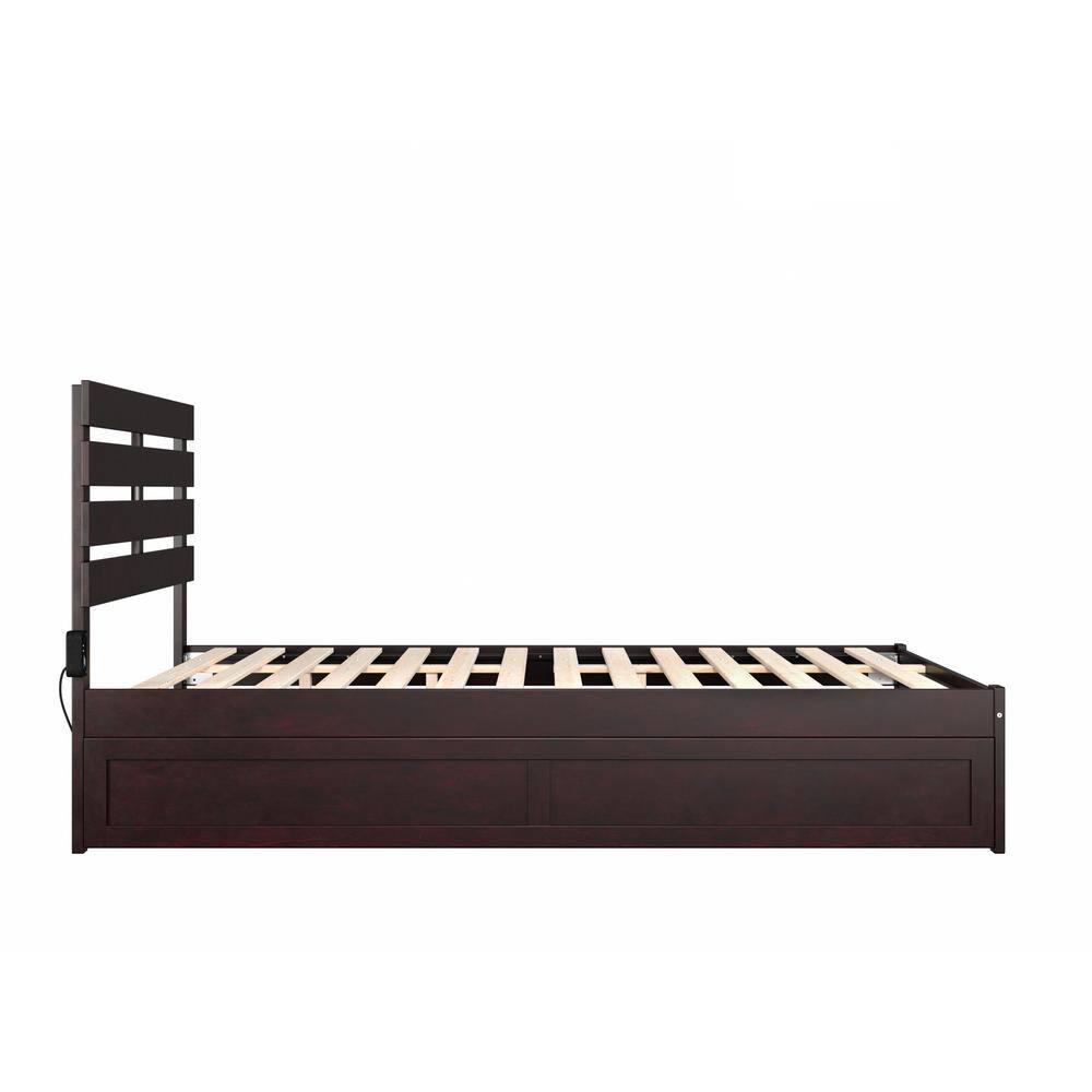 Queen Oxford Bed with Twin XL Trundle Espresso - AFI: Solid Hardwood, No Box Spring Required