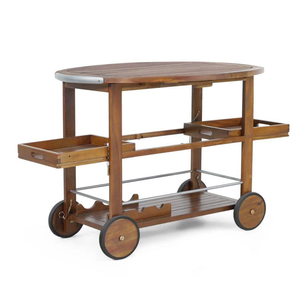 Cynthia Farmhouse Wooden Bar Cart Dark Oak Brown - Christopher Knight Home