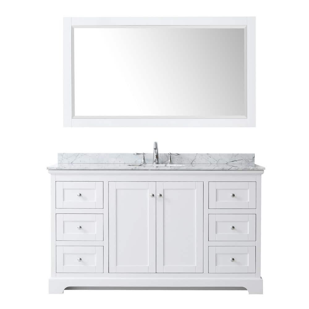 Wyndham Collection Avery 60" Oval Sink Wood Single Bathroom Vanity in White