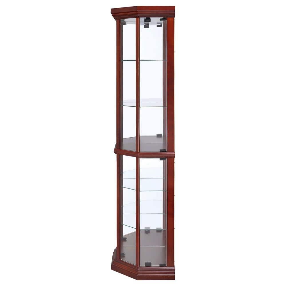 Coaster Appledale Traditional 6 Shelf Corner Curio Cabinet with Glass Doors Medium Brown