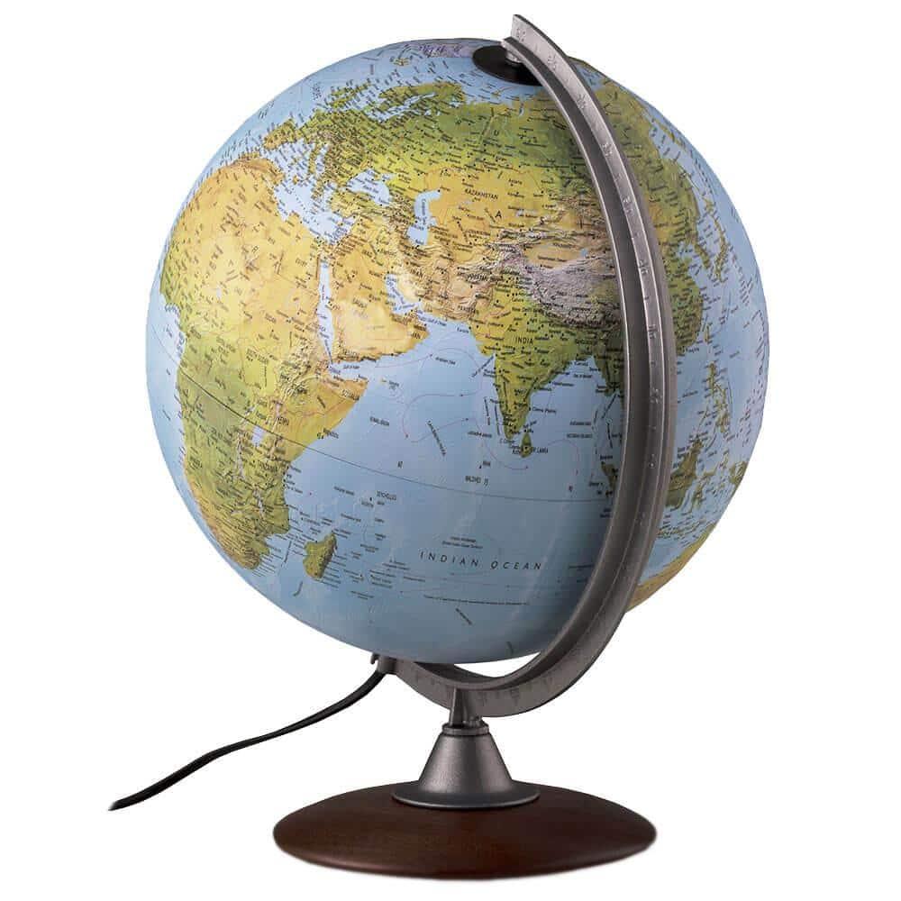 Tactile Blue Ocean Physical Relief Globe - Waypoint Geographic: 12" Diameter, Political Boundaries, Major Cities, Plastic