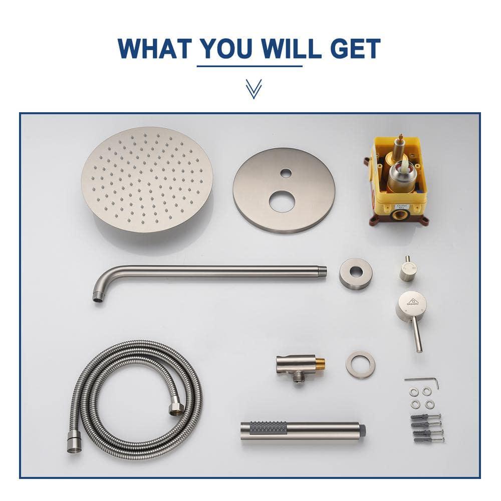 Pressure-Balanced Complete Shower System with 10-Inch Rain Shower Head, Handheld, Rough-in Valve