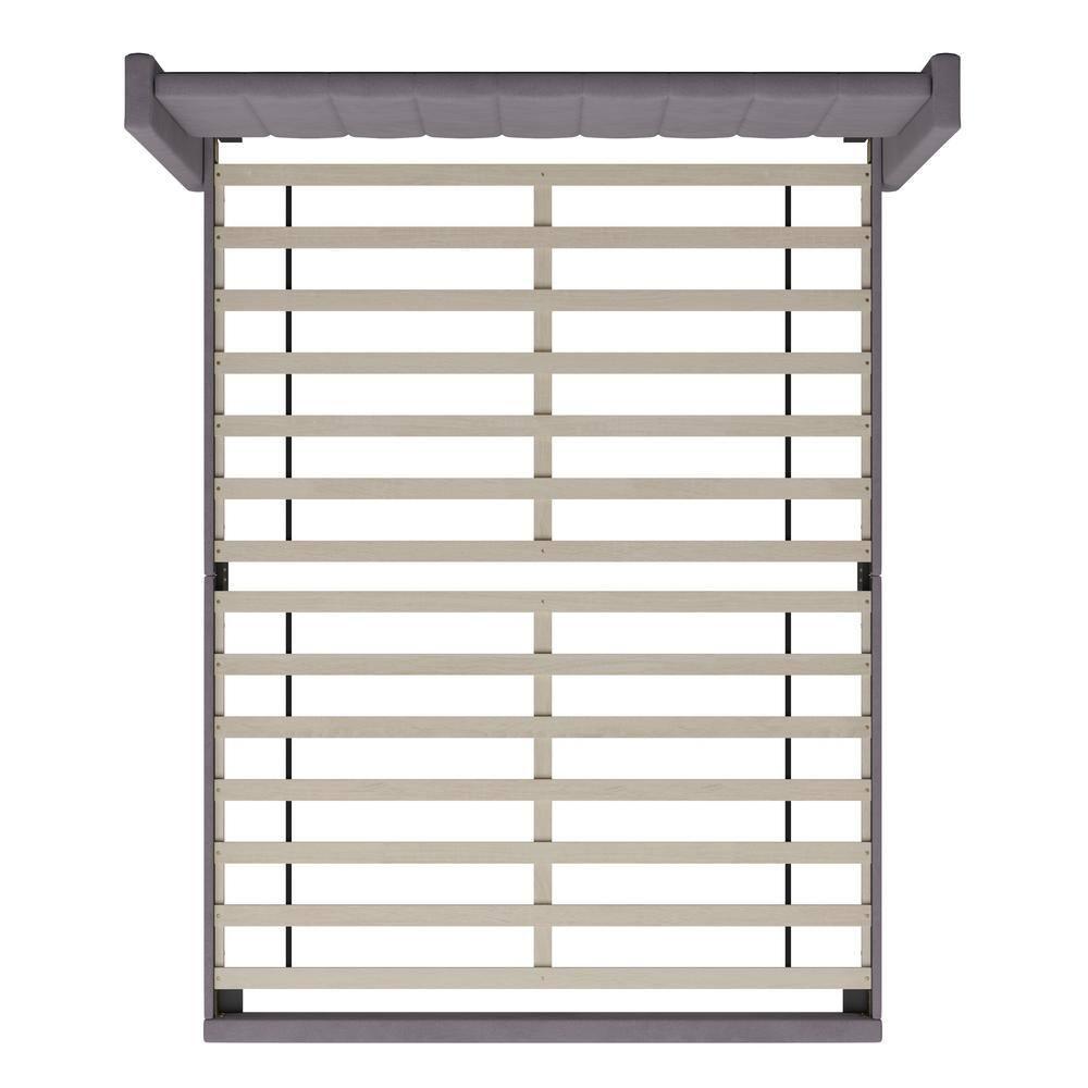 Ebern Designs Upholstered Platform Bed with Vertical Stitched Wingback Headboard, Slatted Mattress Foundation