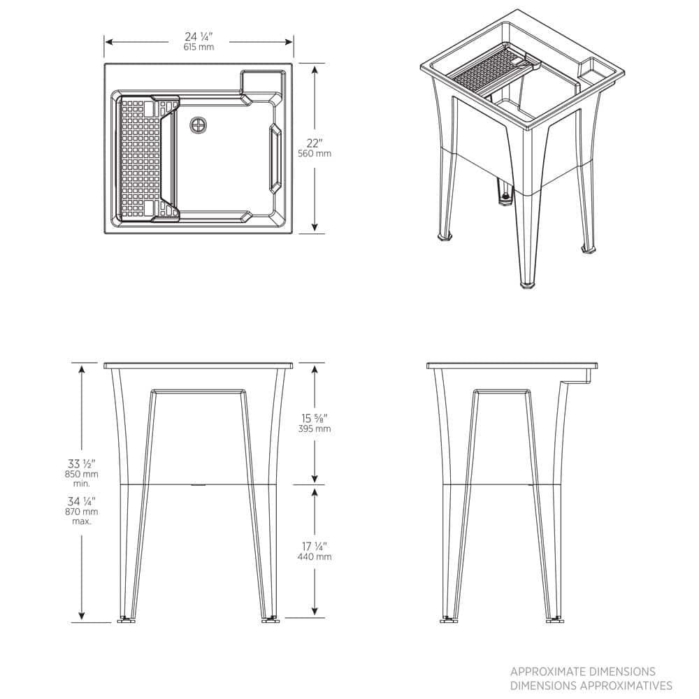 White Stone Freestanding Laundry Sink with Chrome Faucet