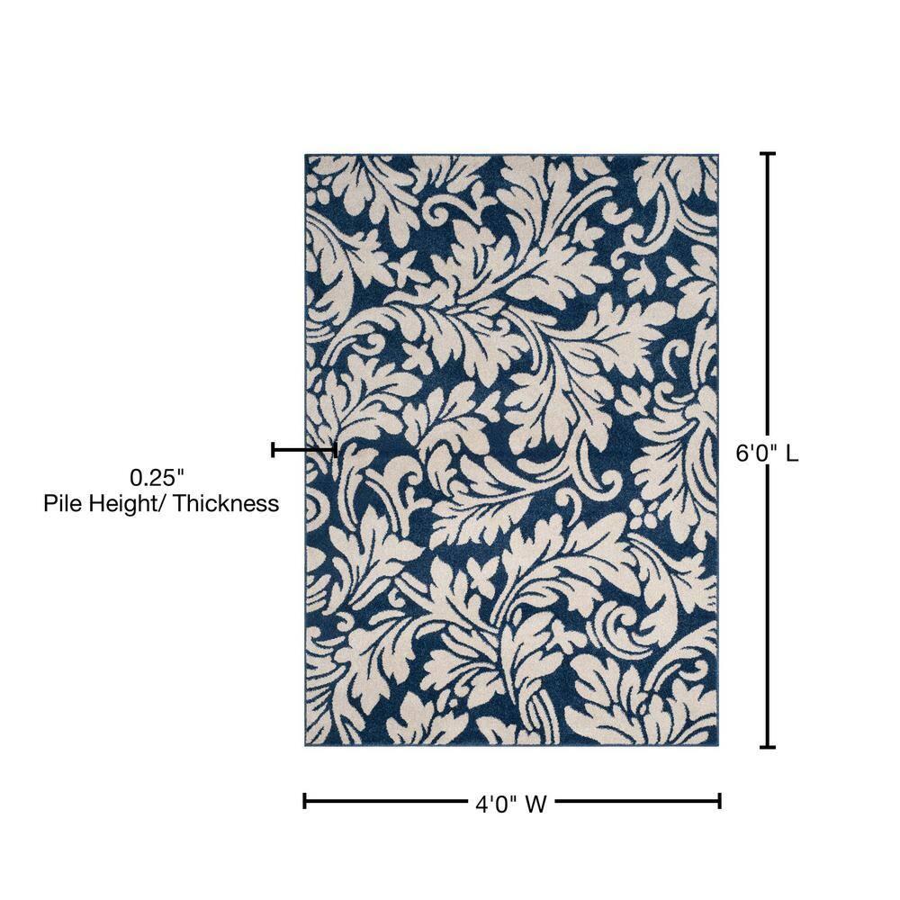 Amherst AMT425 Power Loomed Indoor Area Rug - Navy/Ivory - 4'x6' - Safavieh