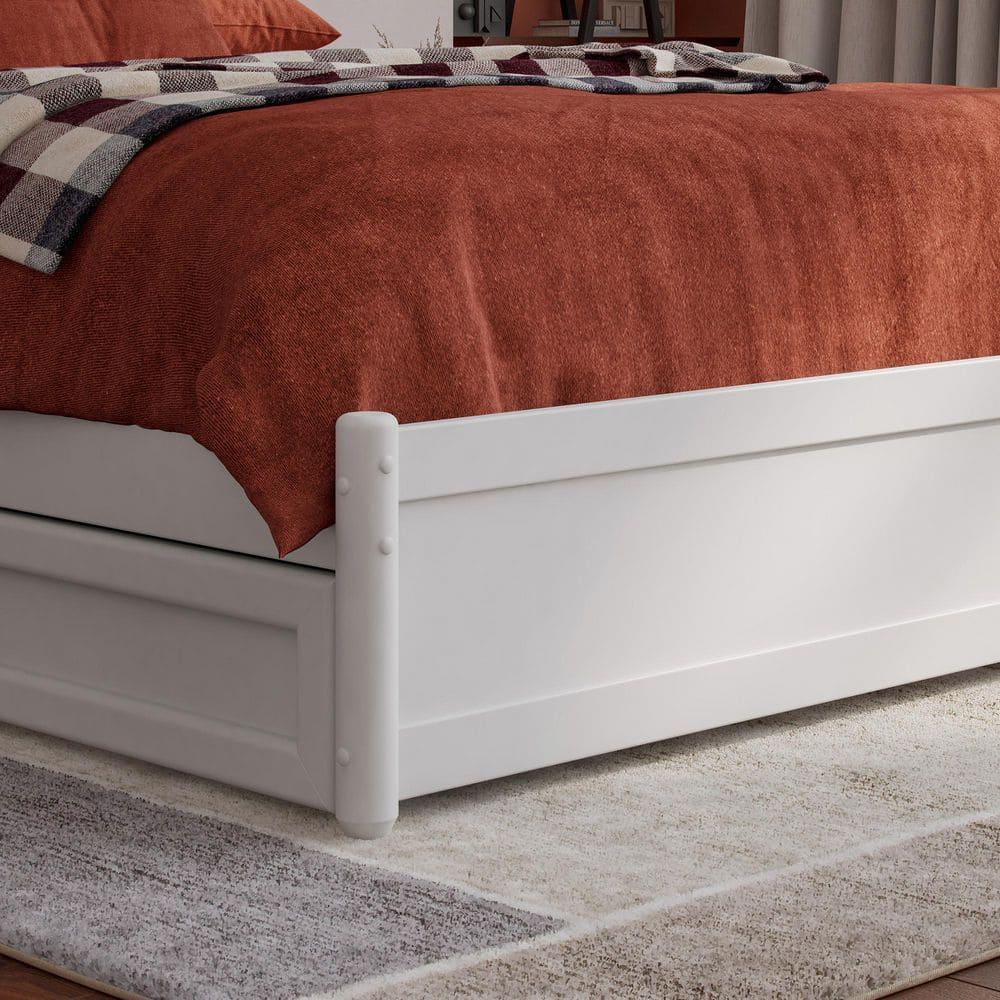 AFI Furnishings AFI Barcelona Full Solid Wood Panel Platform Bed with Twin Trundle in White