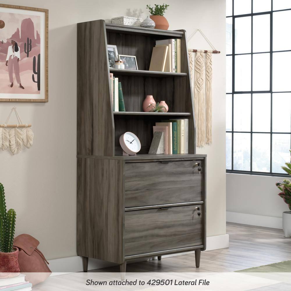 Clifford Place 2 Shelf Library Hutch Jet Acacia - Sauder: Palladia Office Hutch, Adjustable Storage