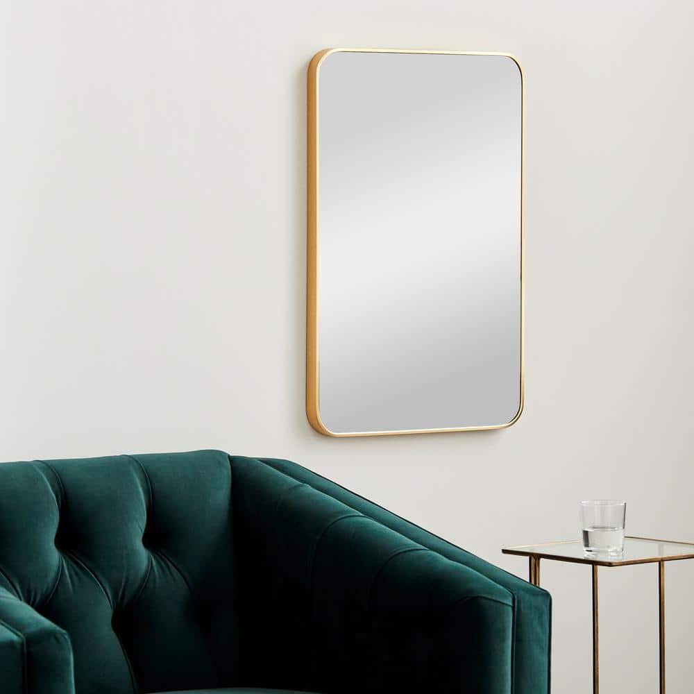Aranya Chic Brushed Metal Rectangular Mirror in Gold & Silver