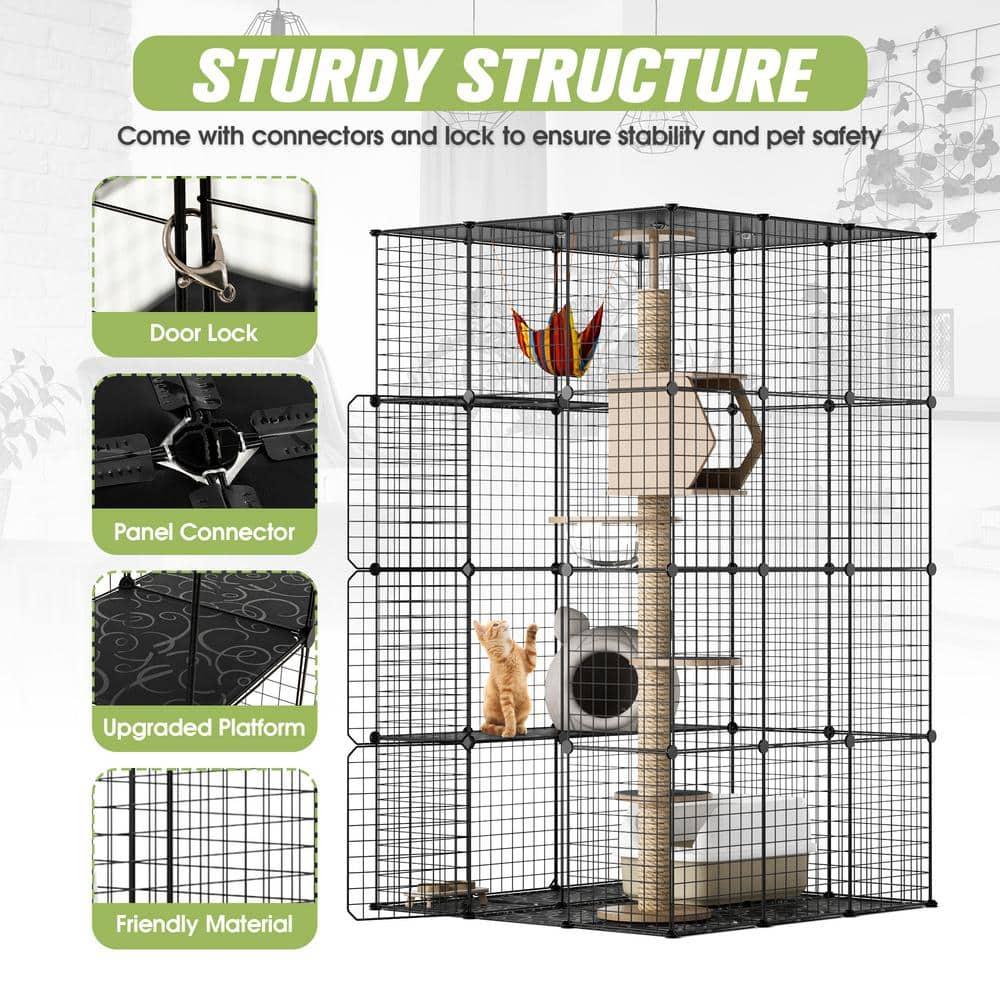 Coziwow Extra Large DIY Cat Cage Playpen, Metal Wire Kennels, Pet Cage for Rabbit Small Animal Indoor, Black