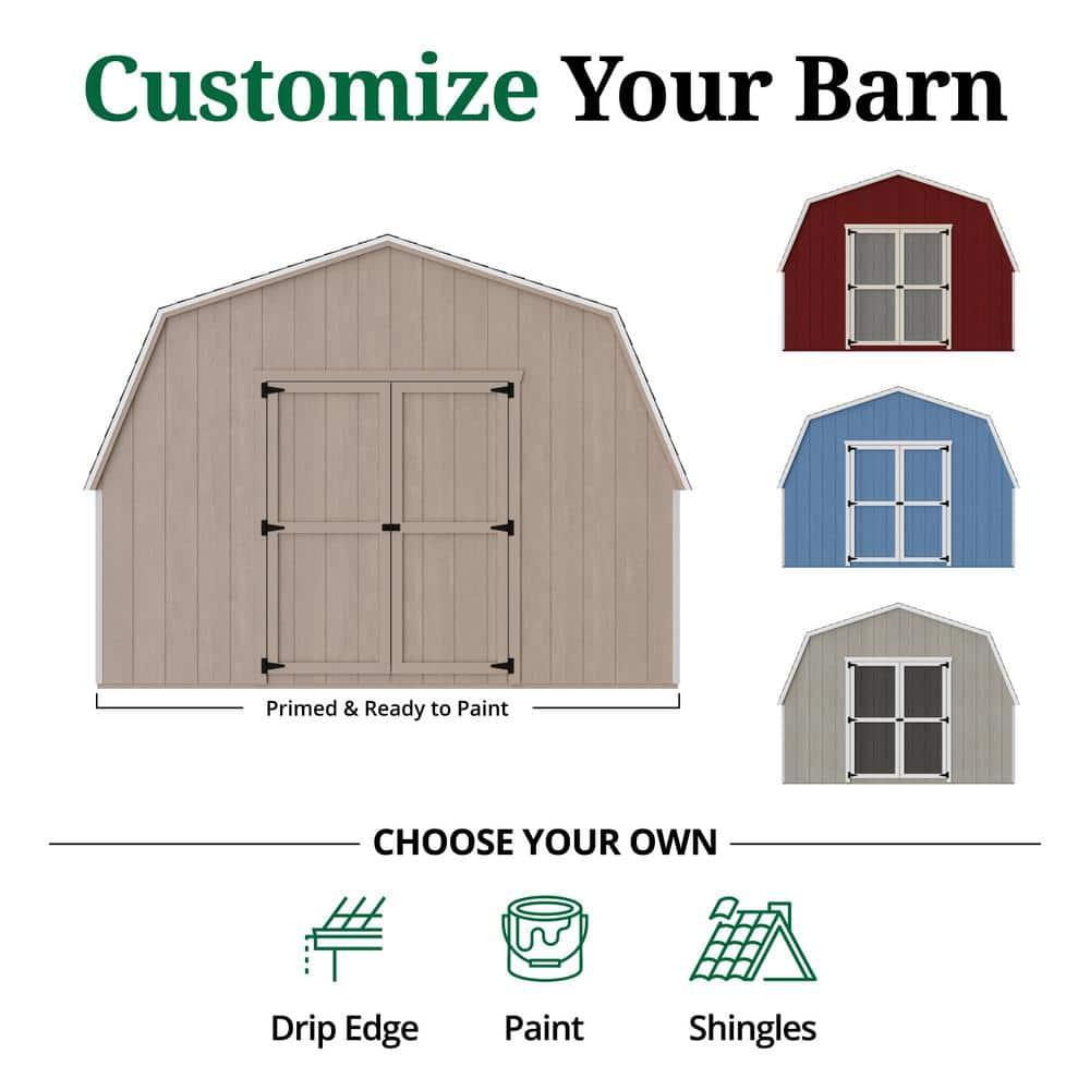 Little Cottage Co. 12x14 Value Gambrel Barn with 4 ft. Sidewalls, Outdoor Wood Storage Shed Do-It-Yourself Precut Kit