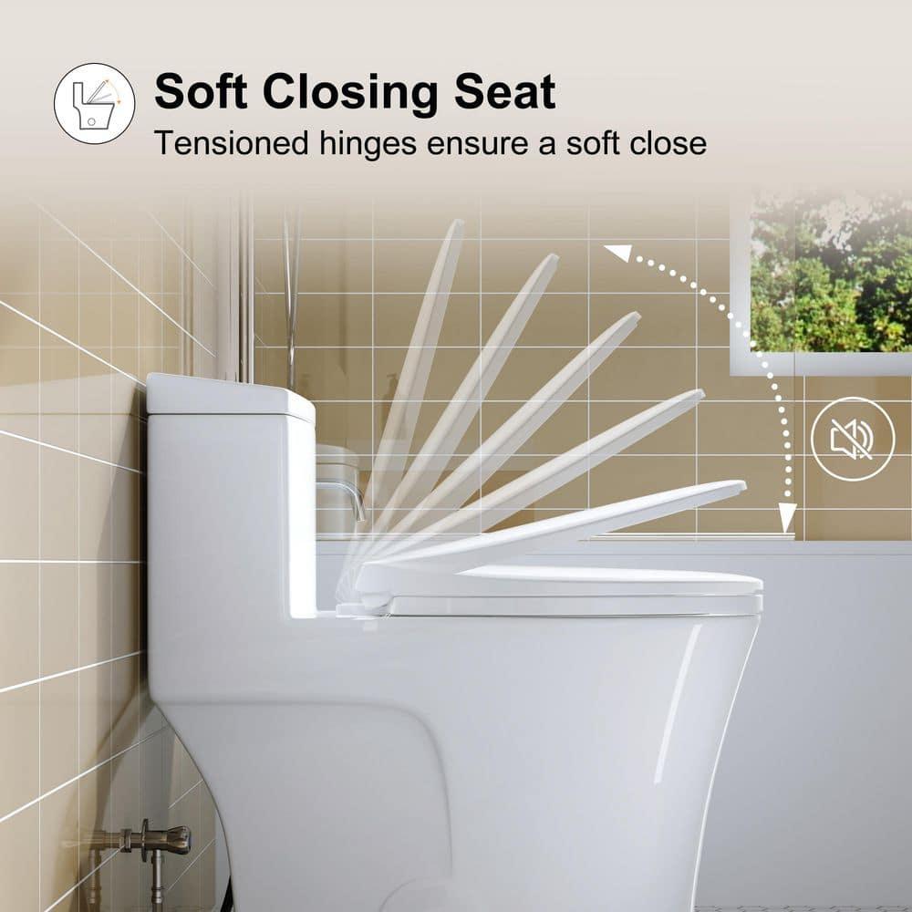 HOROW T0338W One Piece Toilet 10" Rough-in, Elongated Toilet with Comfortable Seat Height, ADA Chair Height 17.3", Dual Flush 0.8/1.28 GPF & MAP 1000g, Standard White Toilet Bowl, Space Saver Design