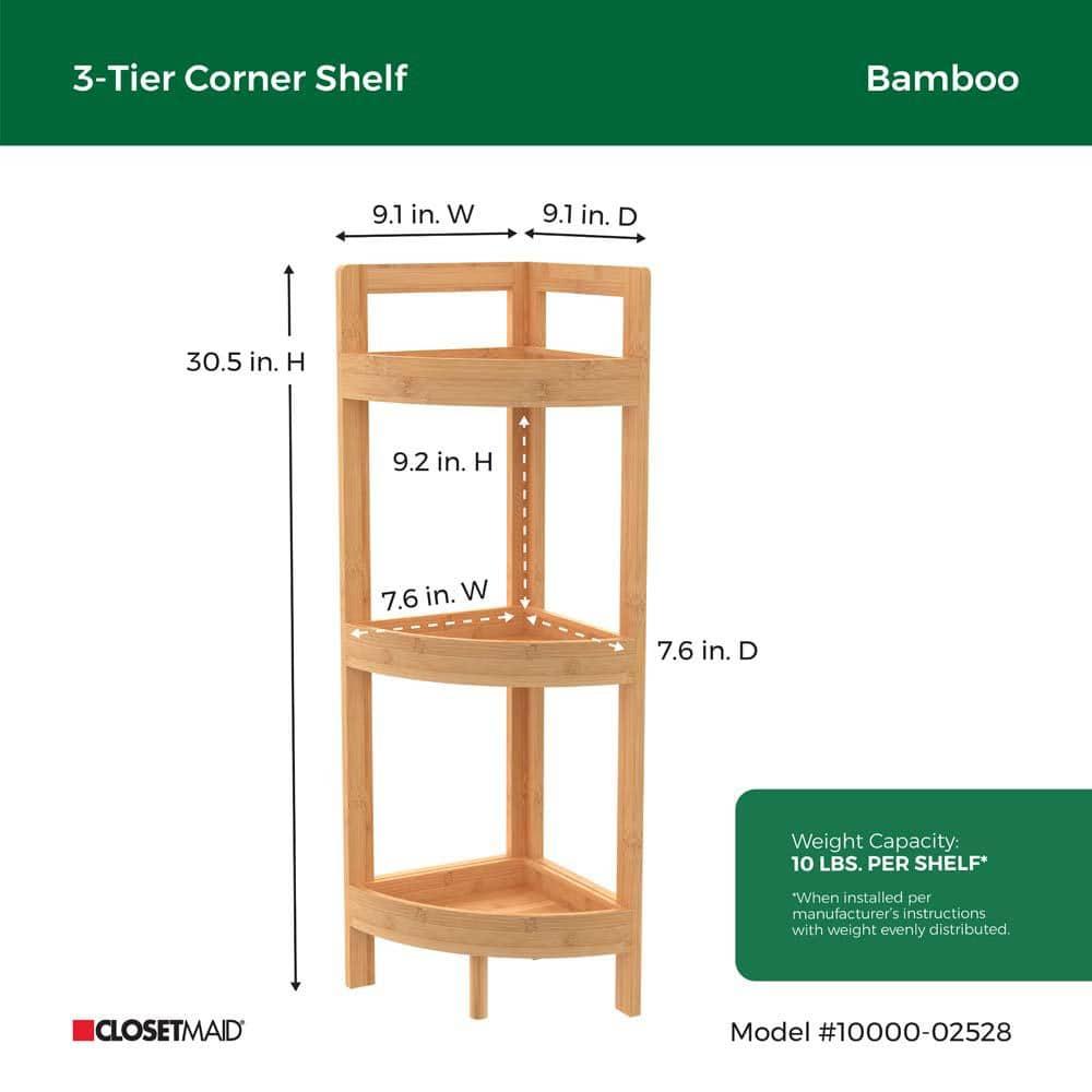 ClosetMaid 3-Tier Bamboo Corner Shelf - ClosetMaid