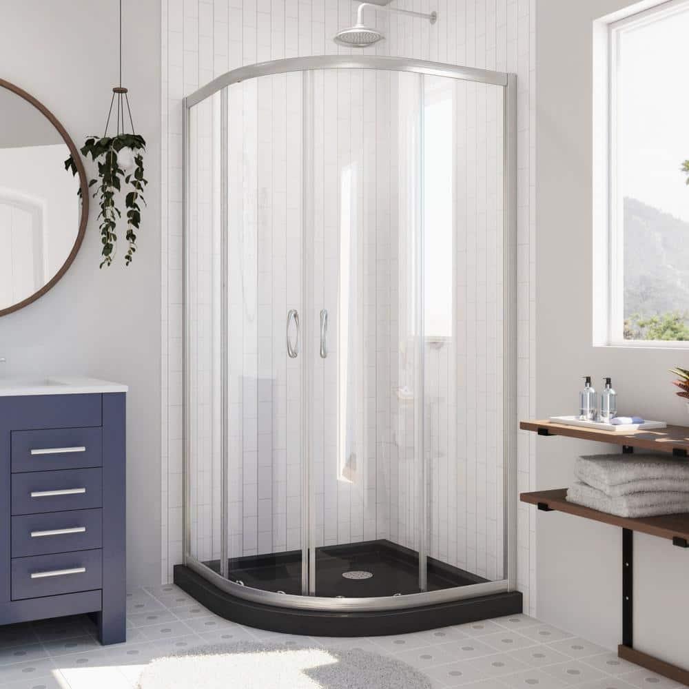 DreamLine Prime 36" x 74.75" Round Sliding Shower Enclosure with Base Included DL-6702-89-04
