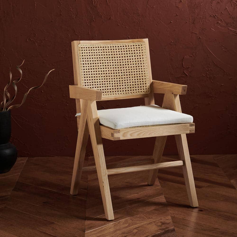 SAFAVIEH Couture Colette Natural Linen Solid Dining Armchair, Natural