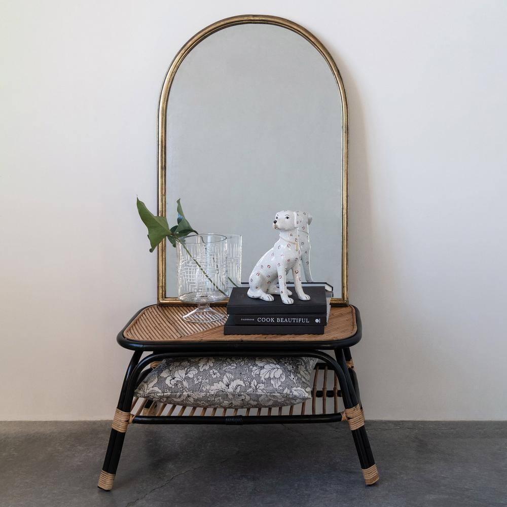 Dakota Fields Arched Metal Framed Wall Mirror with Metal Trim