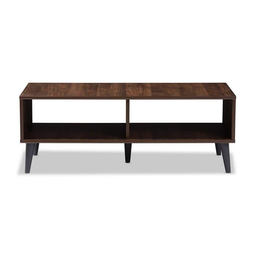Pierre Coffee Table Dark Brown/Gray - Baxton Studio: Mid-Century Modern Storage, Tapered Legs