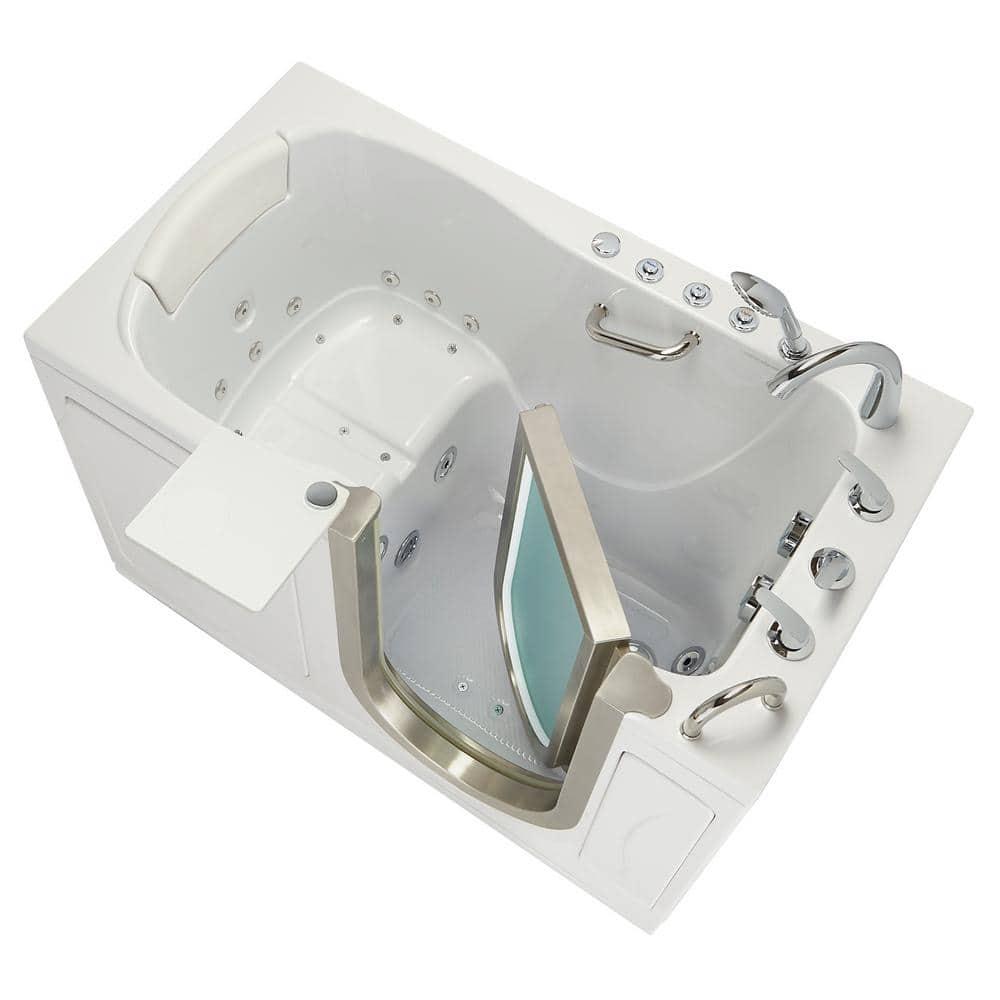 Ella Walk In Baths 931185P Royal 32"x52" Acrylic Air and Hydro Massage Walk-In Bathtub, 5 Piece Fast Fill Faucet, 2" Dual Drain