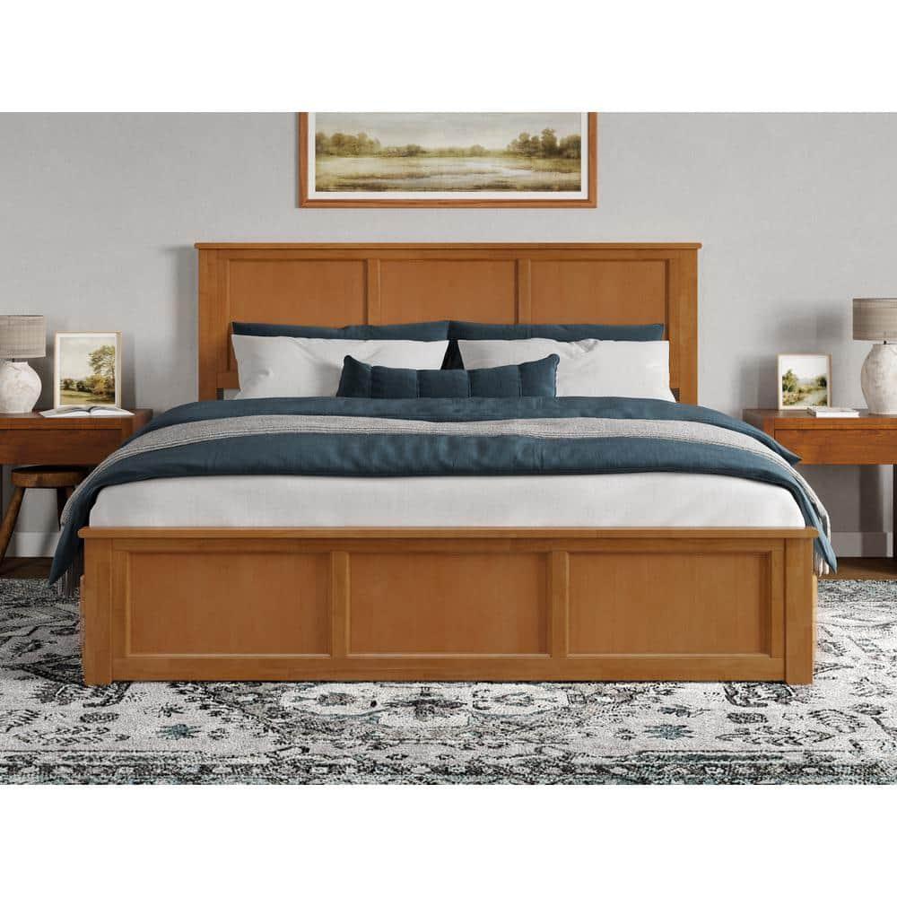 AFI Charlotte King Wood Low Profile Platform Bed with Matching Footboard, Light Toffee