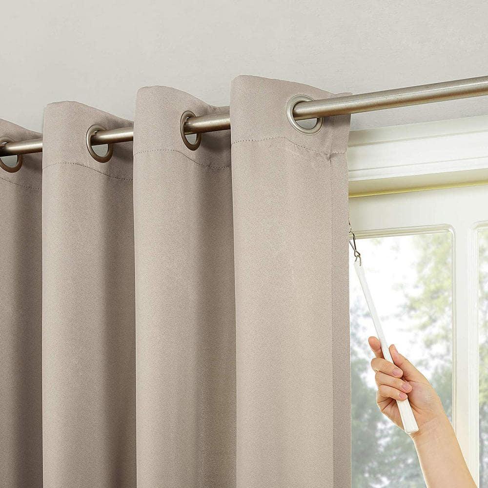 100"x84" Sun Zero Blackout Kenneth Extra-Wide Grommet Sliding Patio Door Curtain Panel Stone: Energy Efficient, Noise Reduction