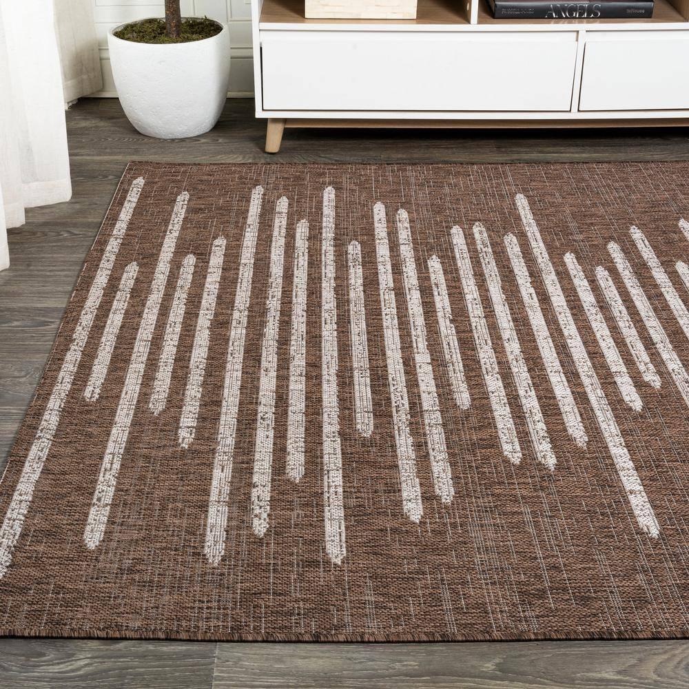 8'x10' Zolak Berber Stripe Geometric Indoor/Outdoor Area Rug, Brown/Beige - JONATHAN Y