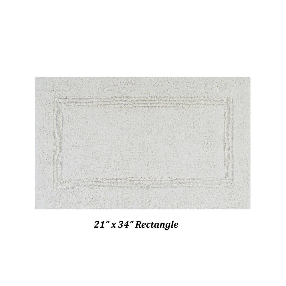 Better Trends Lux 100% Cotton Tufted Solid Reversible Bath Rug Set 2 PC (17" x 24" | 21" x 34") - Ivory