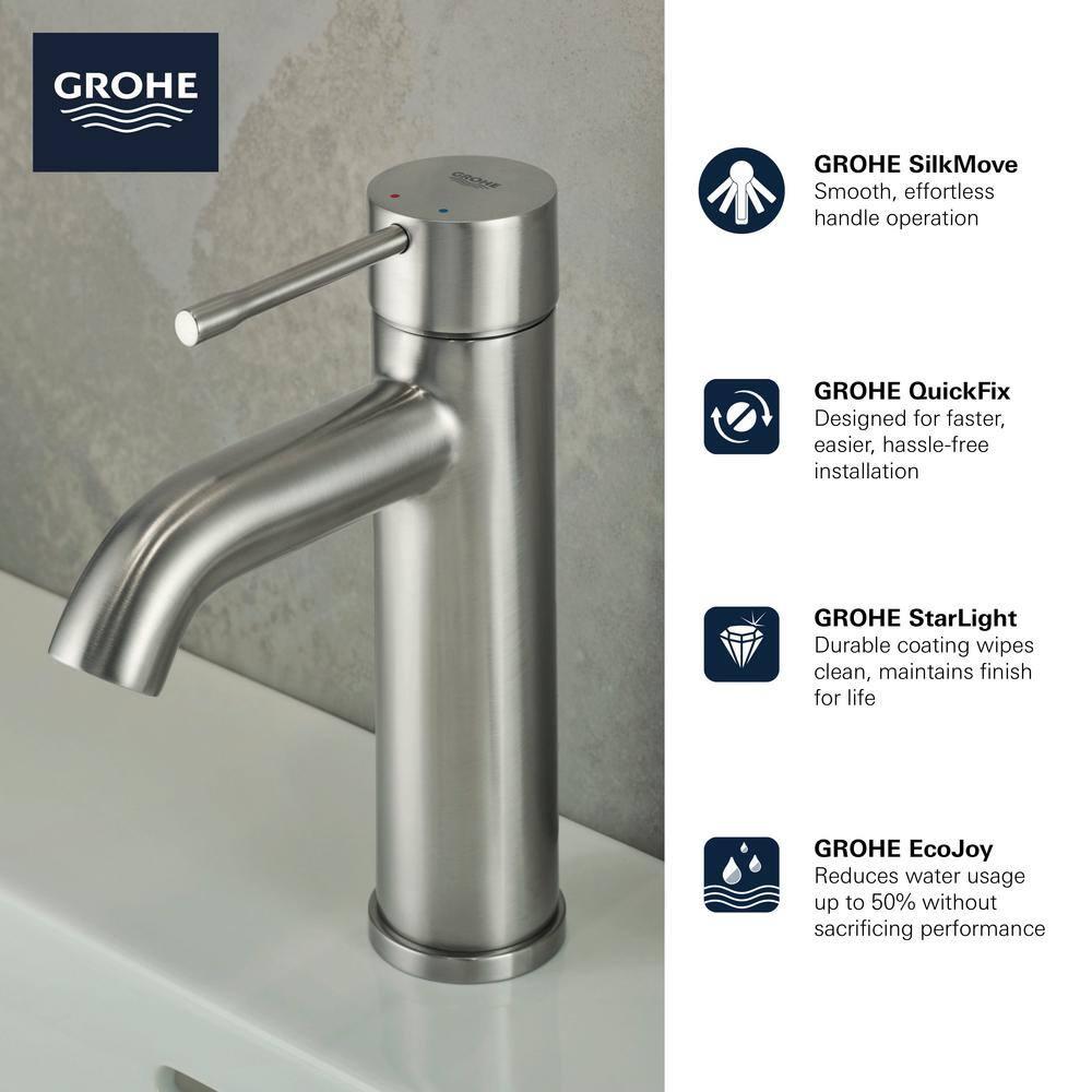 Grohe 23 592 A Essence 1.2 GPM Single Hole Bathroom Faucet - Nickel