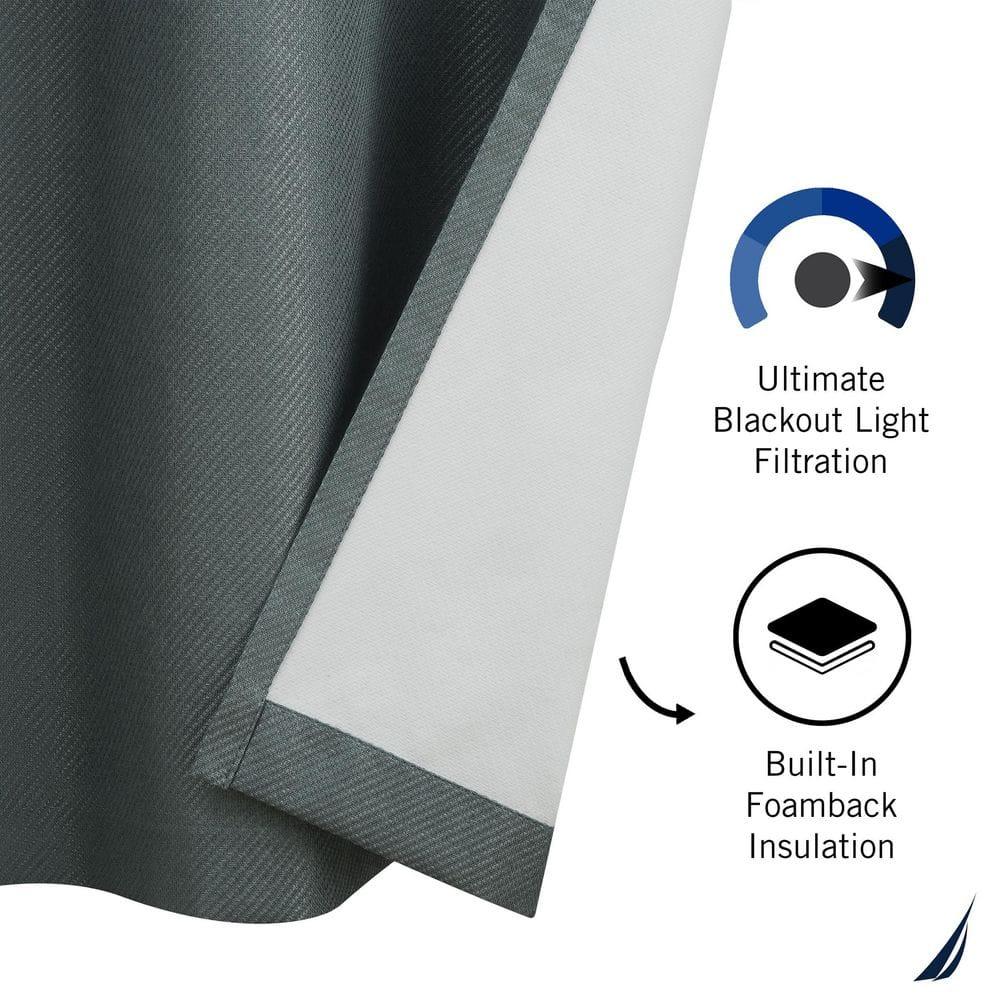 Nautica Synthetic Solid Color Blackout Thermal Rod Pocket Curtain Panels (Set of 2)