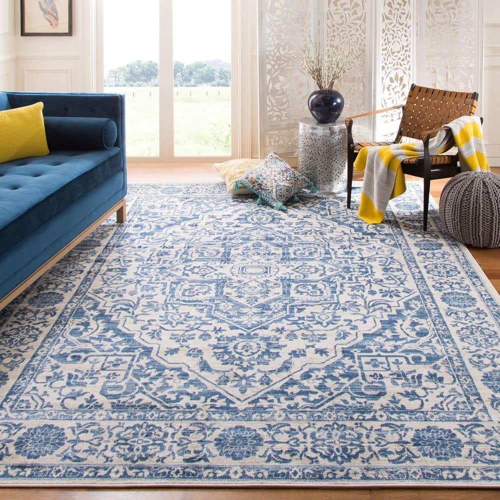 SAFAVIEH Brentwood Adams Oriental Area Rug, Navy/Light Grey, 10' x 13'
