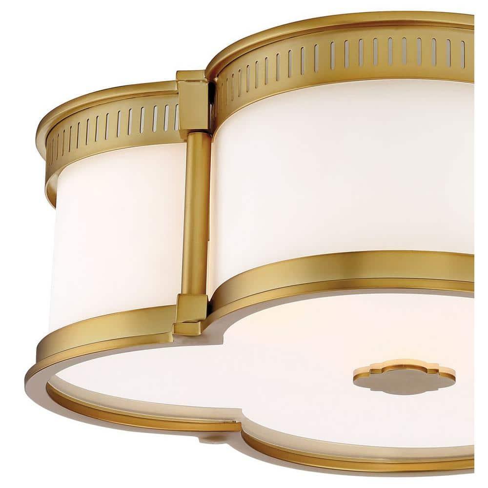 Minka Lavery Modern Ceiling Light Flush Mount Fixture 16 1/4" Liberty Gold LED Etched White Glass Shade for Bedroom Kitchen House