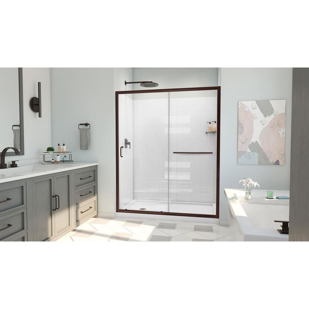 60" W x 34" D x 78" H Semi-Frameless Rectangle Shower Kit
