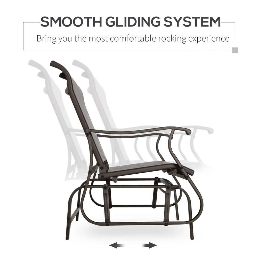 Outsunny 47" Outdoor Double Glider Bench for 2 Person, Patio Glider Armchair Swing Chair for Backyard with Mesh Seat and Backrest, Mixed Gray