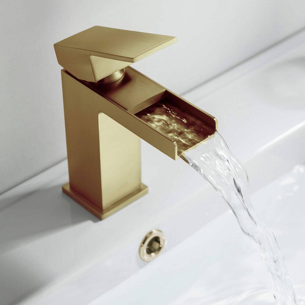 Kibi USA Single-handle Bathroom Vanity Sink Faucet w/ Water Hose Brushed Gold Brushed