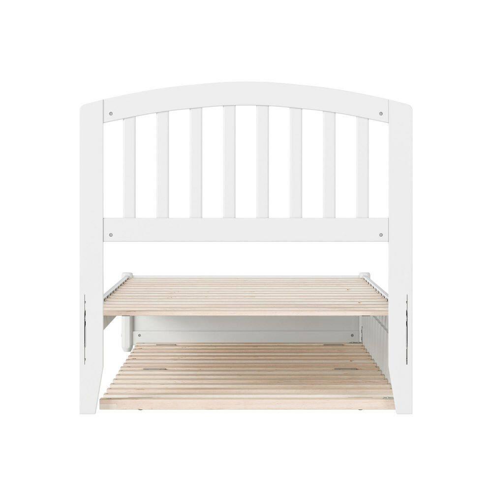 Lucia Twin XL Wood Platform Bed with Panel Footboard & Twin XL Trundle in White