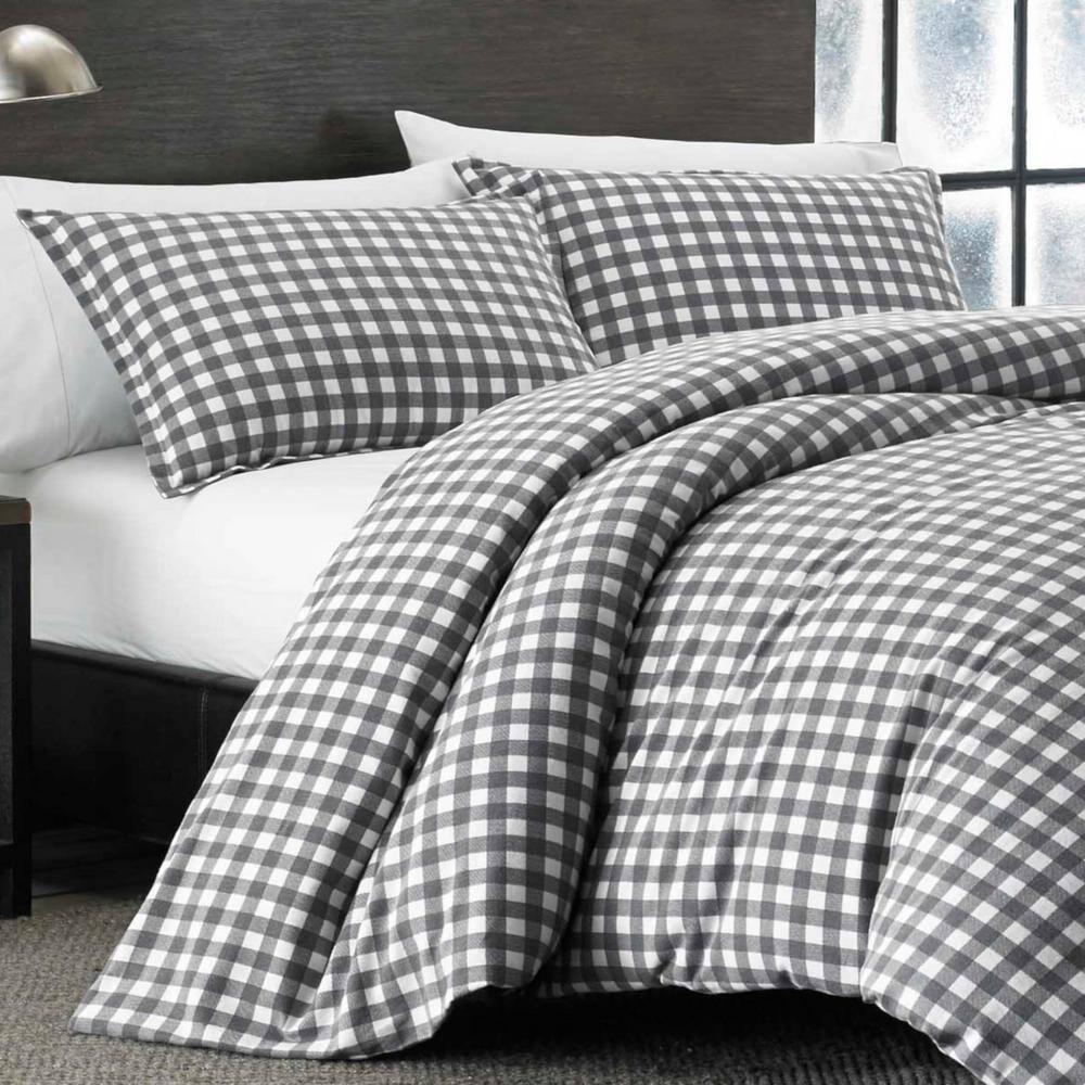 Eddie Bauer Eddie Bauer Preston Grey Cotton Flannel Reversible Comforter Set